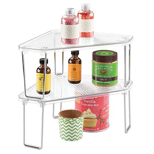 InterDesign Linus Corner Storage Shelf for Kitchen Cabinets, Countertops, Pantries - Clear