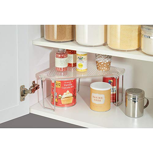 InterDesign Linus Corner Storage Shelf for Kitchen Cabinets, Countertops, Pantries - Clear