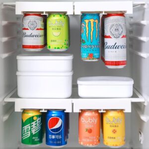 bengenta soda can organizer for refrigerator，2 pack adjustable fridge organizer, hanging can dispenser for beer soda seltzer, 8 standard cans pop soda can beverage holder storage