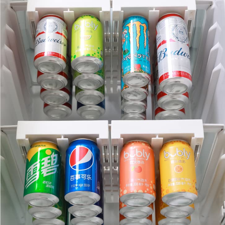 Bengenta Soda Can Organizer for Refrigerator，2 Pack Adjustable Fridge Organizer, Hanging Can Dispenser for Beer Soda Seltzer, 8 Standard Cans Pop Soda Can Beverage Holder Storage
