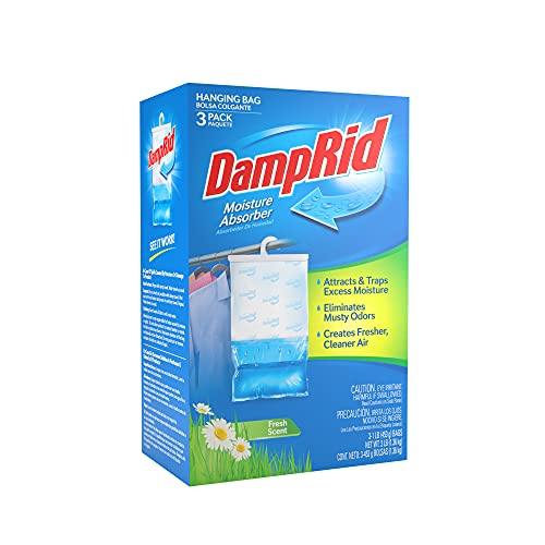 DampRid Hanging Bag, Moisture Absorber, 1 box of 3 bag (16 oz. each bag.), Blue