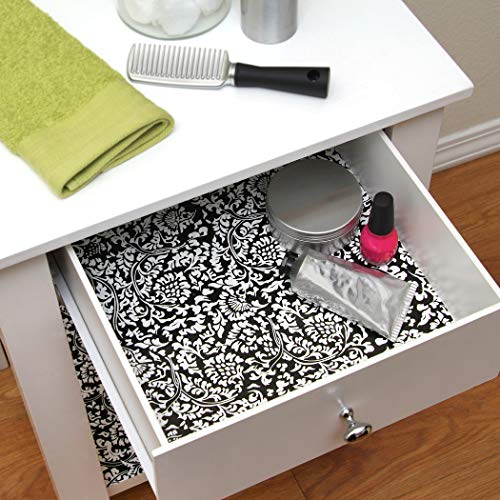 Con-Tact Brand Creative Covering Self-Adhesive Vinyl Drawer and Shelf Liner, 18" x 20', Mirabella Black & White