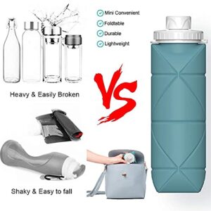 SPECIAL MADE Collapsible Water Bottles Leakproof Valve Reusable BPA Free Silicone Foldable Travel Water Bottle for Gym Camping Hiking Travel Sports Lightweight Durable 20oz Dark Green