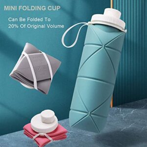 SPECIAL MADE Collapsible Water Bottles Leakproof Valve Reusable BPA Free Silicone Foldable Travel Water Bottle for Gym Camping Hiking Travel Sports Lightweight Durable 20oz Dark Green