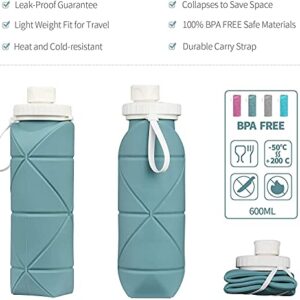 SPECIAL MADE Collapsible Water Bottles Leakproof Valve Reusable BPA Free Silicone Foldable Travel Water Bottle for Gym Camping Hiking Travel Sports Lightweight Durable 20oz Dark Green