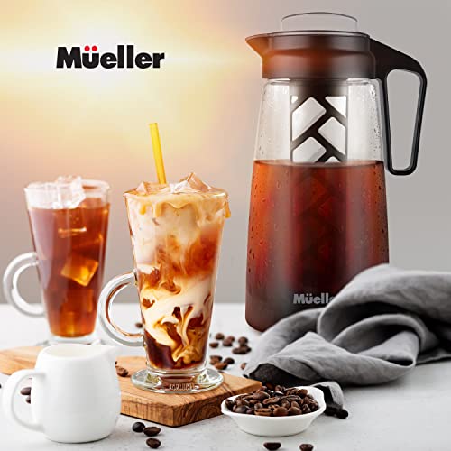 Mueller Cold Brew Coffee Maker, 2-Quart Heavy-Duty Tritan Pitcher, Iced Coffee Maker and Tea Brewer with Easy to Clean Reusable Mesh Filter