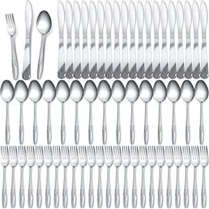 nuogo 100 pieces fork knife spoon silverware flatware cutlery set portable stainless steel flatware set restaurant silverware cutlery for home kitchen dining