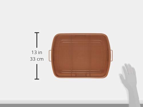 Gotham Steel Air Fryer Tray, Air Fry Basket for Oven, 2 Piece Nonstick Copper Crisper Tray, Air Fry for Convection Oven, Also Great for Baking & Crispy Foods, Dishwasher Safe – XXL 16.5” x 12.5”