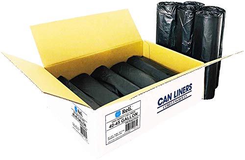 Reli. SuperValue 40-45 Gallon Trash Bags (250 Count Bulk), Made in USA | Black Large Garbage Bags - 40 Gallon - 42 Gallon - 44 Gallon - 45 Gallon Large Trash Bag Can Liners 40-45 Gal Capacity