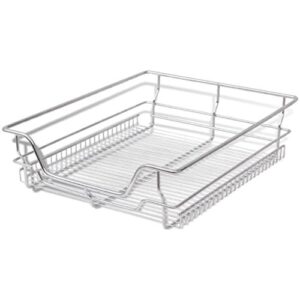 Festnight Pack of 2 Pull-Out Wire Storage Baskets Rack Sliding Steel Cabinet Slides Under Shelves Sliding Organizer for Kitchen Pantry Bathroom Cupboard Suitable for 19.7" Wide