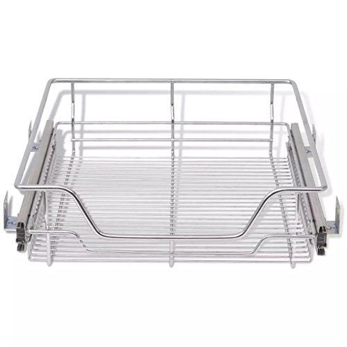 Festnight Pack of 2 Pull-Out Wire Storage Baskets Rack Sliding Steel Cabinet Slides Under Shelves Sliding Organizer for Kitchen Pantry Bathroom Cupboard Suitable for 19.7" Wide