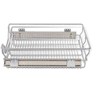 Festnight Pack of 2 Pull-Out Wire Storage Baskets Rack Sliding Steel Cabinet Slides Under Shelves Sliding Organizer for Kitchen Pantry Bathroom Cupboard Suitable for 19.7" Wide