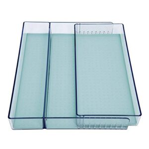 copco basics expandable drawer organizer, 13 x 11 x 1.9-inch, aqua sky