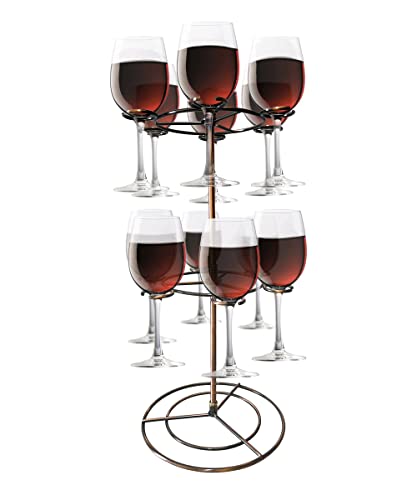 GeLive Flight Wine Server Stand Glasses Display Holder Tree Stemware Rack Hanger Organizer for Wine Tasting Party Bar Decoration Bronze
