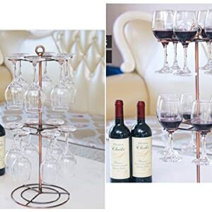 GeLive Flight Wine Server Stand Glasses Display Holder Tree Stemware Rack Hanger Organizer for Wine Tasting Party Bar Decoration Bronze