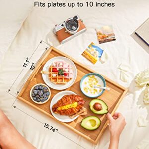 Bamboo Bed Tray Table with Foldable Legs, Breakfast Tray for Sofa, Bed, Eating, Working, Used As Laptop Desk Snack Tray by Pipishell