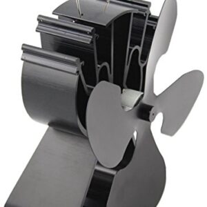 VODA 4-Blade Heat Powered Stove Fan for Wood / Log Burner/Fireplace increases 80% more warm air than 2 blade fan