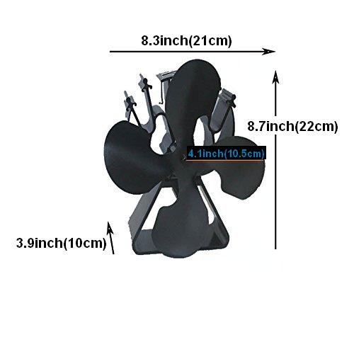 VODA 4-Blade Heat Powered Stove Fan for Wood / Log Burner/Fireplace increases 80% more warm air than 2 blade fan