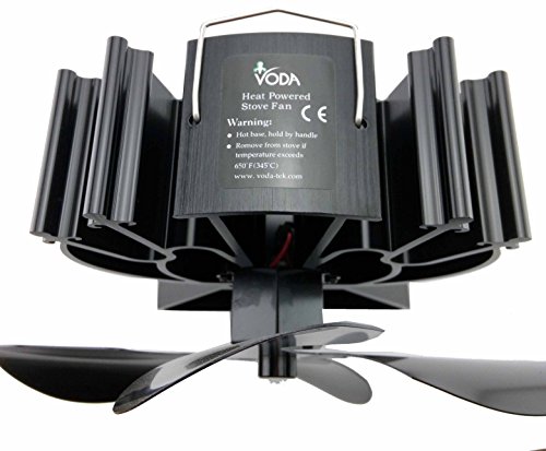 VODA 4-Blade Heat Powered Stove Fan for Wood / Log Burner/Fireplace increases 80% more warm air than 2 blade fan