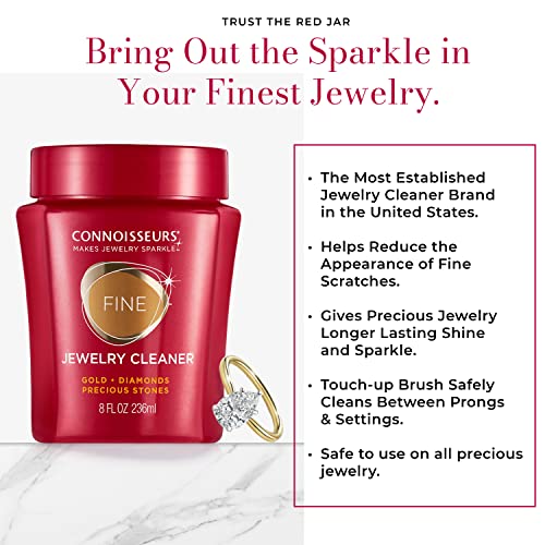 CONNOISSEURS Fine Jewelry Cleaner Solution for Gold, Platinum, Diamonds & Precious Gemstones, 8 Ounce