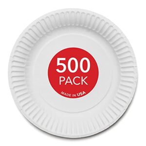 stock your home 9-inch paper plates uncoated, everyday disposable plates 9″ paper plate bulk, white, 500 count