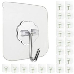 jwxstore wall hooks for hanging 33lb(max) heavy duty self adhesive hooks 24 pack transparent waterproof sticky hooks for keys bathroom shower outdoor kitchen door home improvement utility hooks