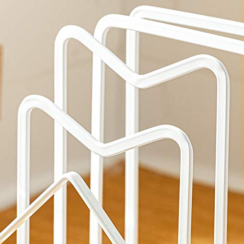 Hikinlichi Cutting Board Holder Rack 2 Adhesive Hooks 304 Stainless Steel Hooks Kitchen Countertop Chopping Board Organizer Stand Pots Pan Lids Rack 4.92 x 5.7 x 8.46 in. White