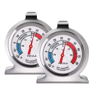 2pack refrigerator thermometer, -30-30 deg c/-20-80 deg f, classic fridge thermometer large dial with red indicator thermometer for freezer refrigerator cooler