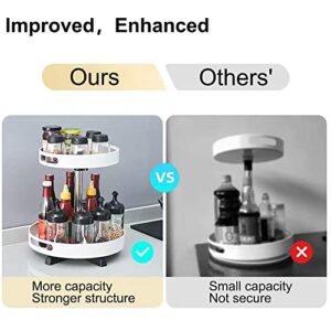 BULTIWEUD 2 Tier Lazy Susan Turntable Spice Rack Organizer Food Storage Container for Kitchen Cabinet, Spinning Organizer for Spices,Condiments,White