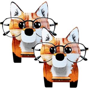 laxia creative glasses holder stand，cute animal glasses holder,sunglasses spectacle display rack for home, office, desk, nightstand(2 pcs) (fox)