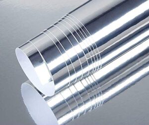 simplemuji 15inch by 79inch self-adhesive reflective chrome silver vinyl wrap sticker decal film sheet