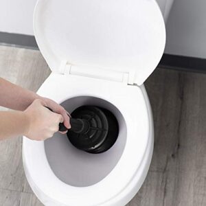 JS Jackson Supplies Professional Bellows Accordion Toilet Plunger, High Pressure Thrust Plunge Removes Heavy Duty Clogs from Clogged Bathroom Toilets, All Purpose Power Plungers for Bathrooms, Black