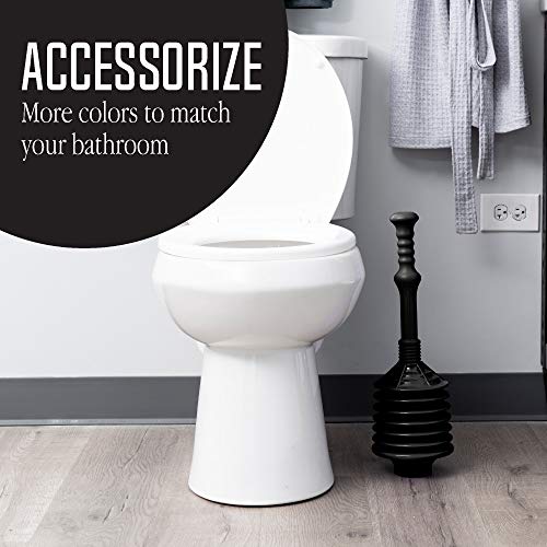 JS Jackson Supplies Professional Bellows Accordion Toilet Plunger, High Pressure Thrust Plunge Removes Heavy Duty Clogs from Clogged Bathroom Toilets, All Purpose Power Plungers for Bathrooms, Black