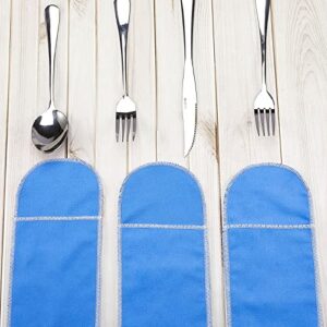 Silver Storage Bags Flatware Storage Blue Silver Flatware Storage Silverware Box Storage for Silver Tarnish Proof Silverware Cloth Storage Flatware Bags for Teaspoon Utensils Flatware (12 Pieces)