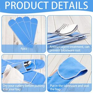 Silver Storage Bags Flatware Storage Blue Silver Flatware Storage Silverware Box Storage for Silver Tarnish Proof Silverware Cloth Storage Flatware Bags for Teaspoon Utensils Flatware (12 Pieces)