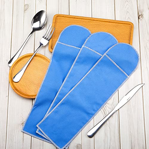 Silver Storage Bags Flatware Storage Blue Silver Flatware Storage Silverware Box Storage for Silver Tarnish Proof Silverware Cloth Storage Flatware Bags for Teaspoon Utensils Flatware (12 Pieces)