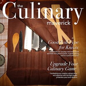 Chef Knife Waxed Canvas Knife Roll Bag| 8 Pockets for Knives & Kitchen Utensils Waterproof Material | Great Gift for Executive Chefs & Culinary Students (Reddish Brown)