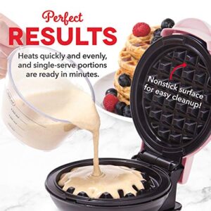 DASH Mini Maker for Individual Waffles, Hash Browns, Keto Chaffles with Easy to Clean, Non-Stick Surfaces, 4 Inch, Pink