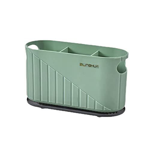 Jaugufiy Kitchen Cutlery Drainer Utensil Holder Cutlery Storage Box Wall-Mounted Tableware Storage Holder Utensil Caddy Flatware Organizer Countertop (Green)