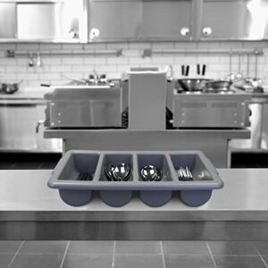 Teyyvn 4-Pack 4-Compartment Cutlery Box, Plastic Commercial Silverware Bin, Gray