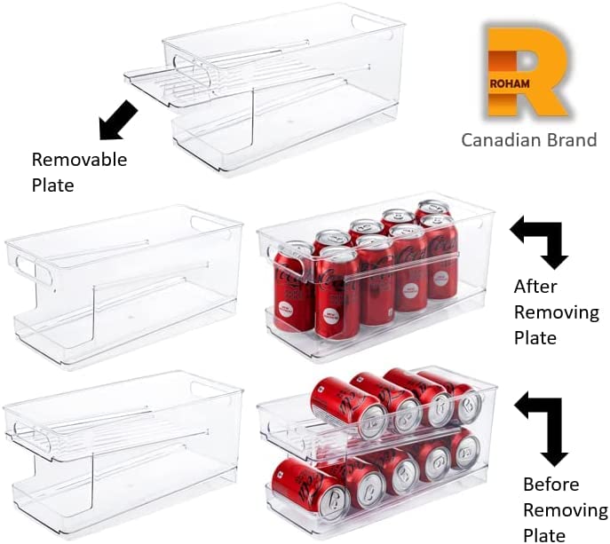 ROHAM Refrigerator Organizer Bins Pop Soda Can Dispenser Beverage Holder (12 Oz)