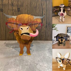 cute cattle glasses rack holder, 1pc wooden glasses frame home office desktop decor
