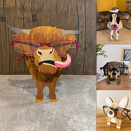 Cute Cattle Glasses Rack Holder, 1PC Wooden Glasses Frame Home Office Desktop Decor