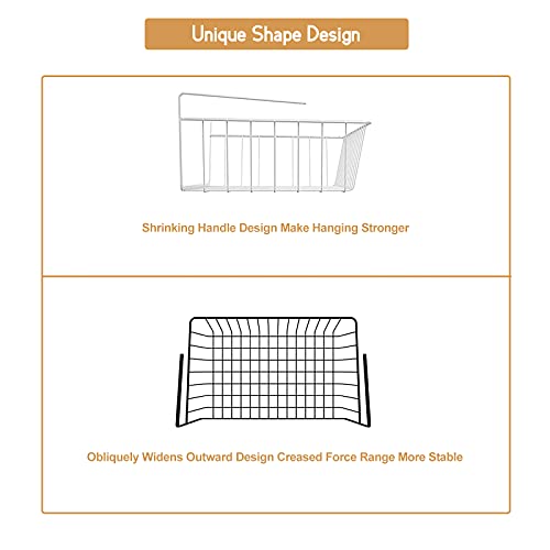 Under Shelf Basket, 4 Pack White Black Wire Rack, Slides Under Shelves for Storage Space on Kitchen Pantry Desk Bookshelf Cupboard