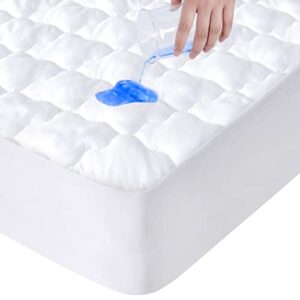 full size mattress protector waterproof, breathable & noiseless full mattress pad cover quilted fitted with deep pocket strethes up to 14″ depth (54″x 75″)