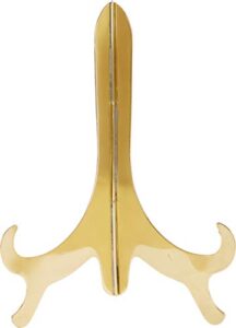 bard’s hinged brass plate stand, 11″ h x 8.5″ w x 6″ d (for 10″ – 14″ plates)
