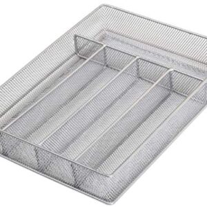 YBM Home Metal Silverware Organizer for In-Drawer Cutlery Storage, 5 Compartment Mesh Cutlery Flatware Tray Sorts Kitchen Utensils, Great for Office Supplies 1133s