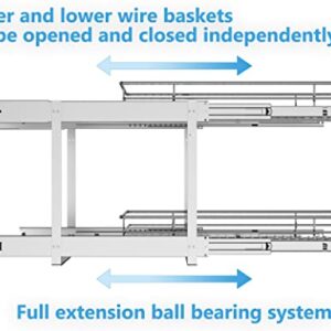 LOVMOR Individual Pull Out Cabinet Organizer, 2 Tier Cabinet Drawers Slide Out, Pots and Pans Organizer and Storage Pantry Shelf for Kitchen (17" W x 21" D)