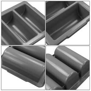 Begale 4-Pack Plastic Commercial Cutlery Bin, 4-Compartment Cutlery Bin, Gray