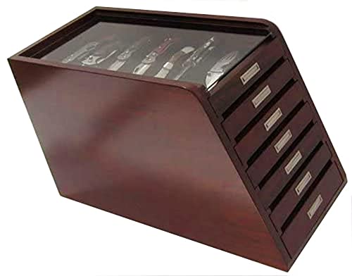 Rosewood Collector Knife Display Tool Storage Cabinet Case, Solid Rosewood, KC03